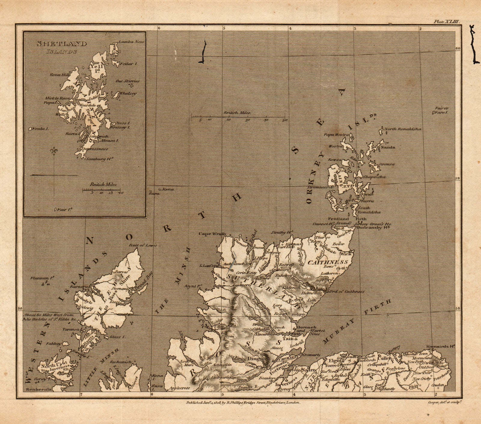 Antique map of northern SCOTLAND by Henry Cooper for Benjamin Capper 1808